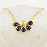 Black Onyx Gemstone Necklace, 18k Gold Plated Elegant Necklace, Onyx 5x7mm Pear Gemstone Silver Necklace, Women's Gift, Valentine's Gift